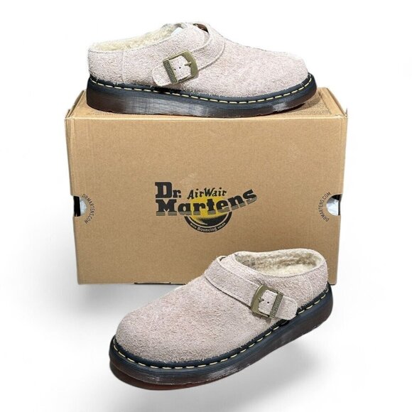 Dr. Martens Isham Taupe Shearling Slingback Mules Sandals Unisex US W-9 M-8 _A1 - Picture 2 of 16